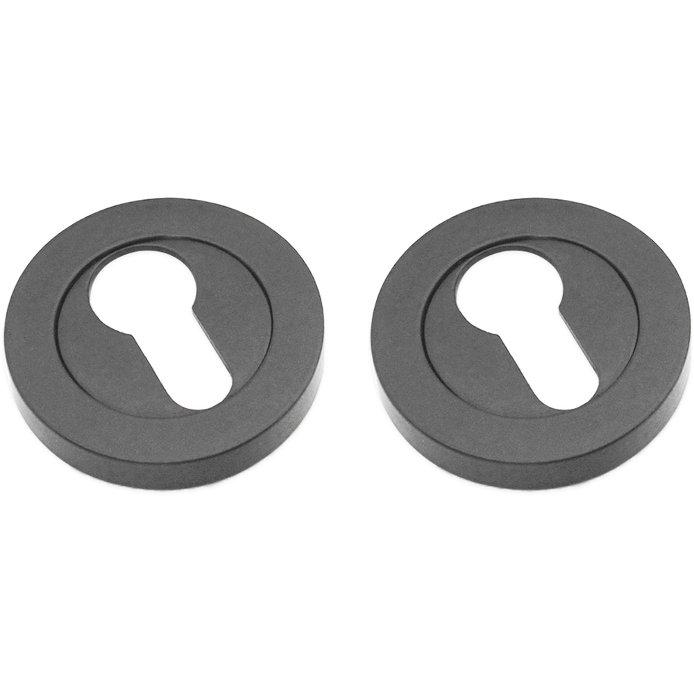 Spira Brass Matt Black Euro Profile Escutcheon 2 Pack Image 1