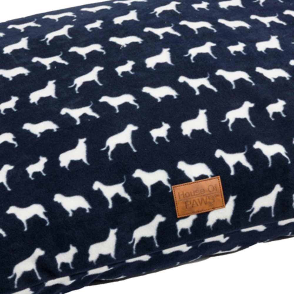 House of Paws Best in Breed Small Medium Navy Fleece Rectangle Cushion Dog Bed Image 2
