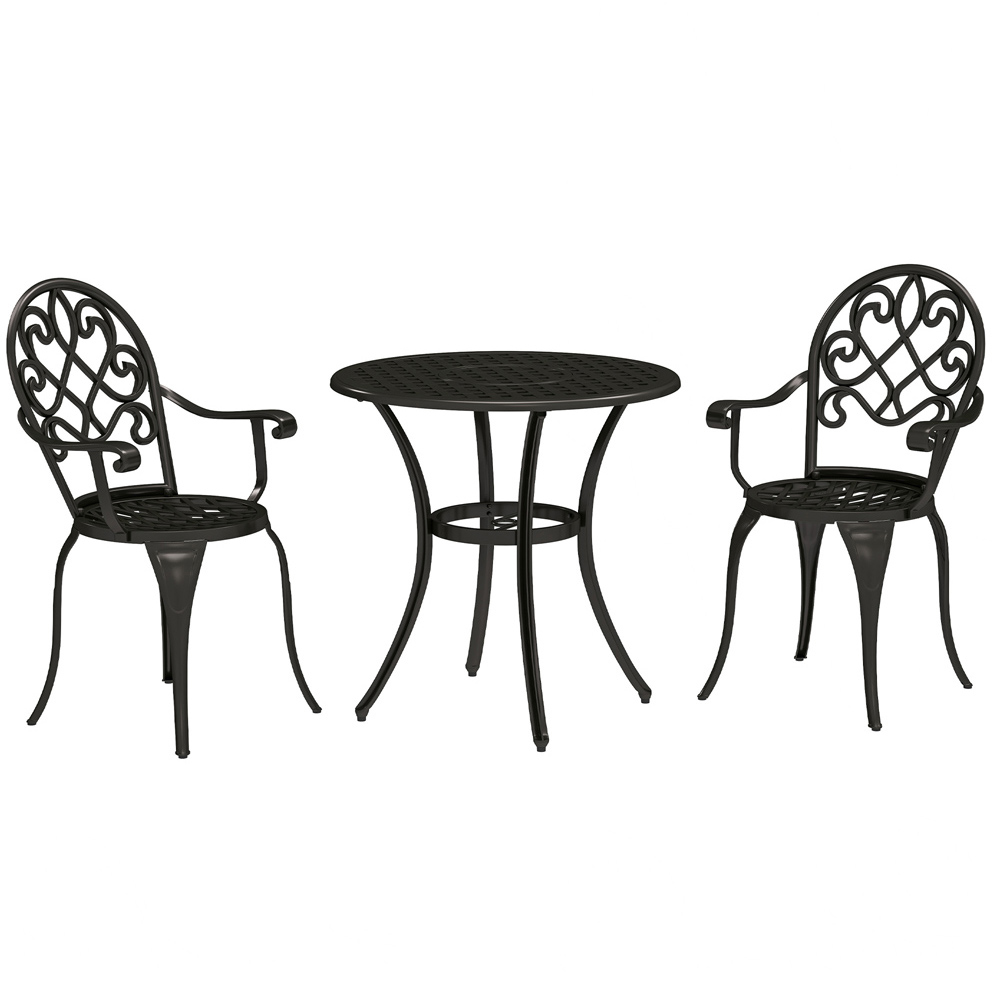 Outsunny 2 Seater Bistro Set Black Image 2