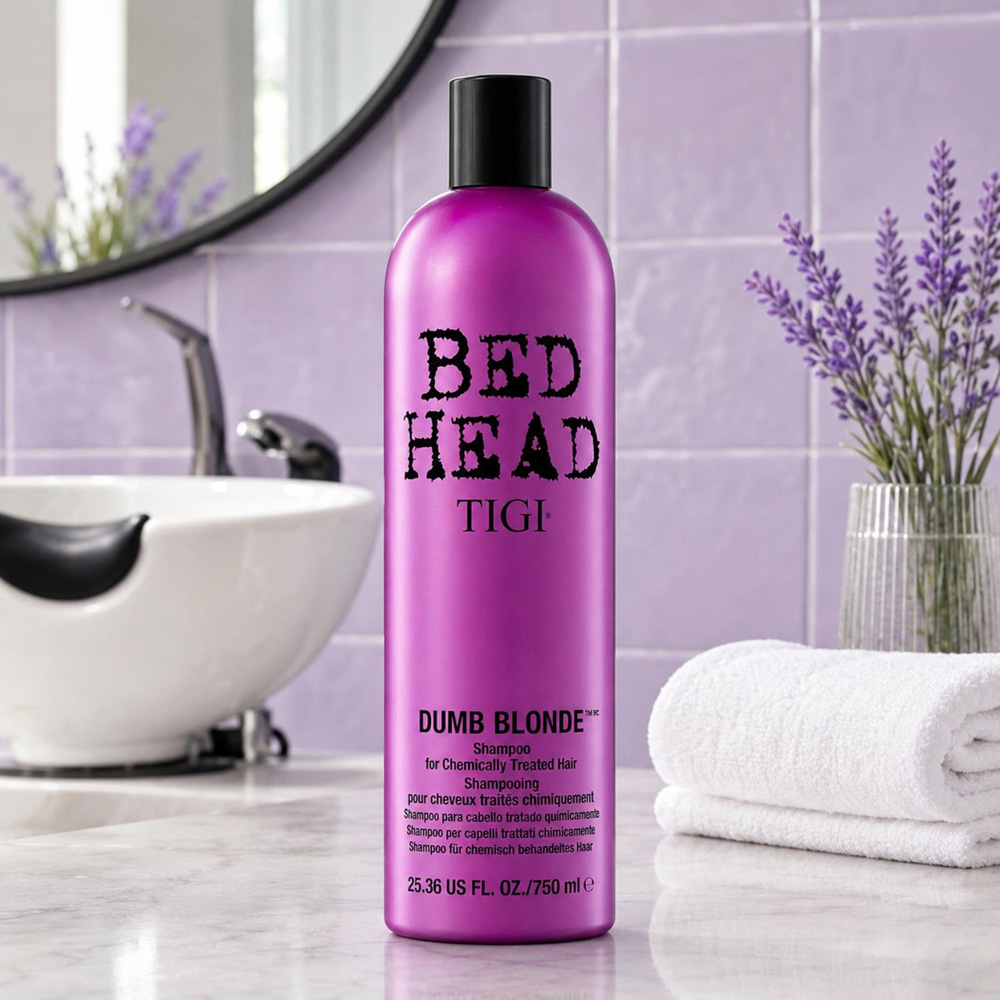 TIGI Bed Head Dumb Blonde Damaged Blonde Hair Shampoo 750ml 3 Pack Image 2