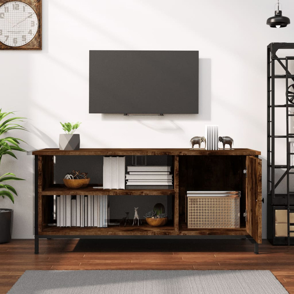 vidaXL Single Door 2 Shelf Smoked Oak TV Cabinet Image 3