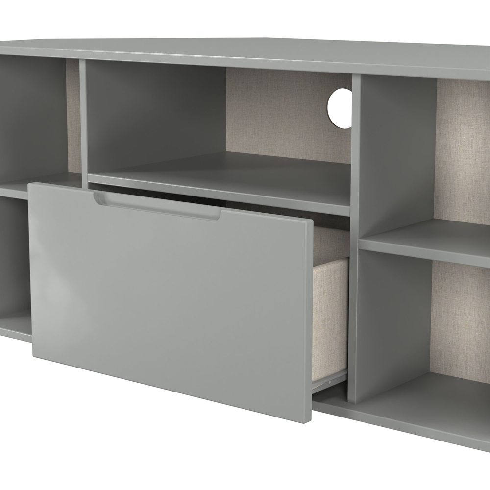 Crowndale Milan Single Drawer 5 Shelf Dusk Grey Corner TV Unit Ready Assembled Image 6