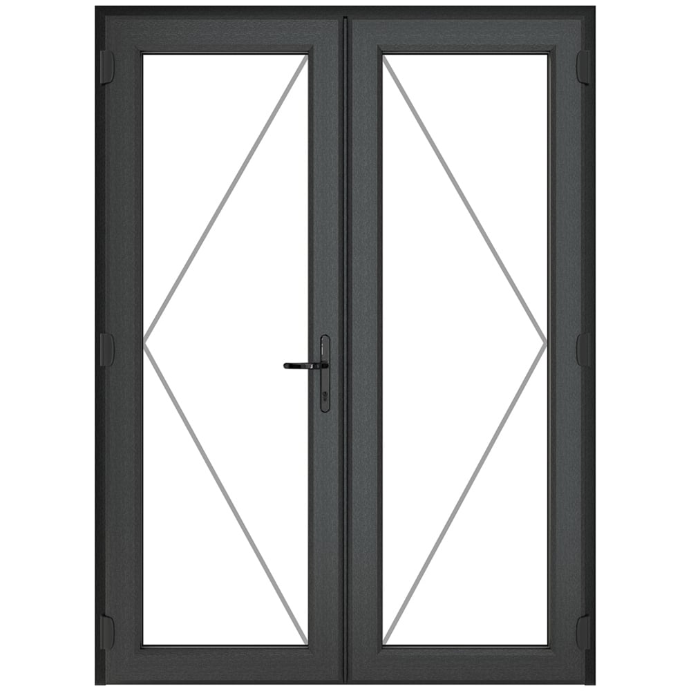 Crystal uPVC Double Glazed French Door Left hand master Grey White Clear Glass 1390x2055mm Image 2