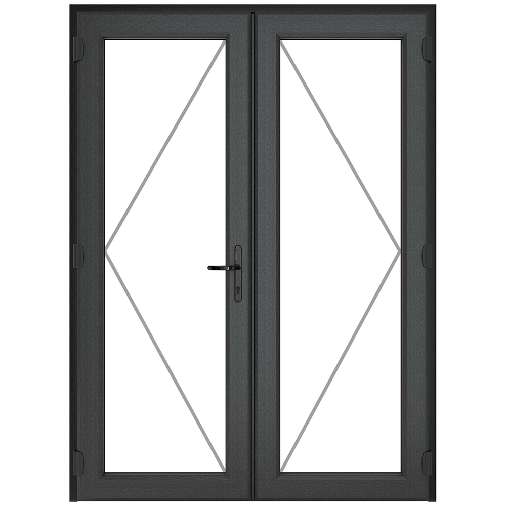 Crystal uPVC Double Glazed French Door Left hand master Grey White Clear Glass 1390x2090mm Image 2