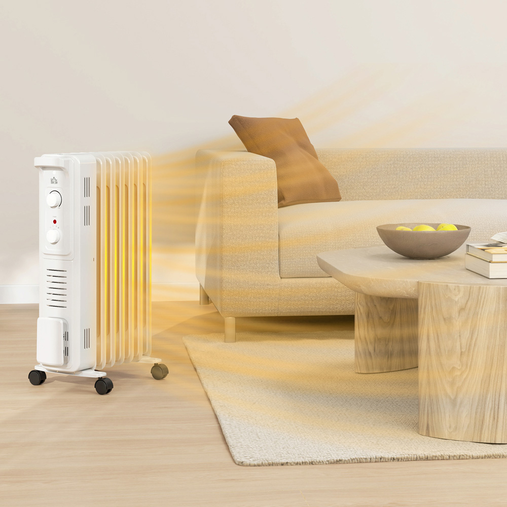 HOMCOM White 7 Fin Oil Filled Radiator Portable Heater Image 2