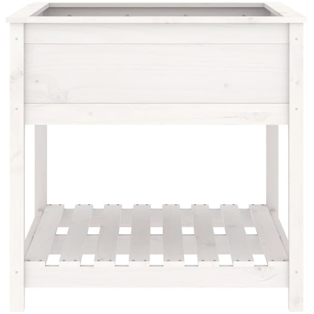 vidaXL White Solid Pine Wood Garden Planter with Shelf 81 x 82.5 x 82.5cm Image 4