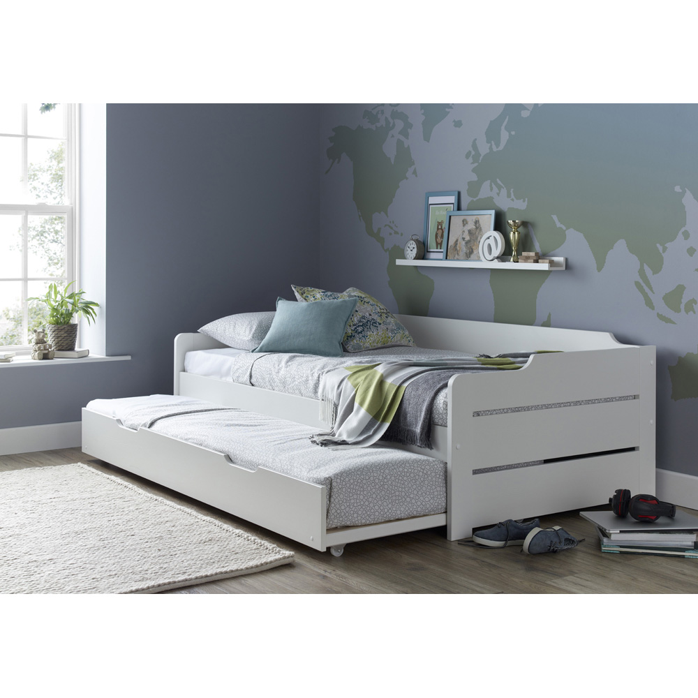 Copella Single White Guest Bed and Trundle with Spring Mattresses Image 6