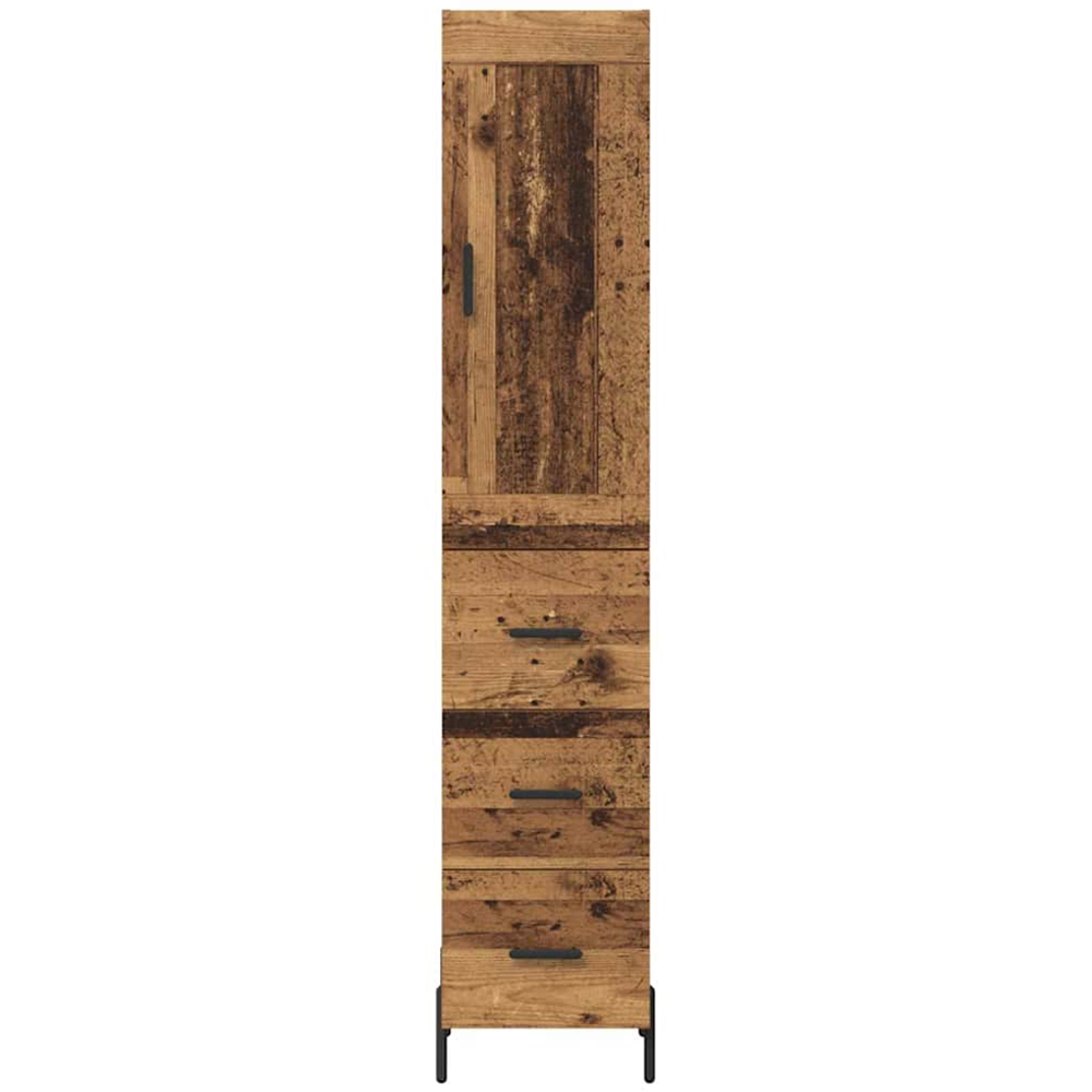 vidaXL Single Door 3 Drawer Old Wood Sideboard with Black Handles Image 8
