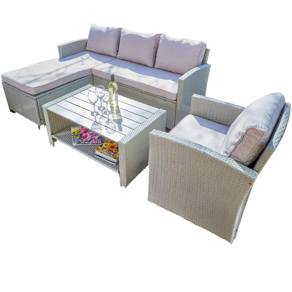 Home Source Trapani 5 Seater Taupe Rattan Garden Lounge Set Image 2