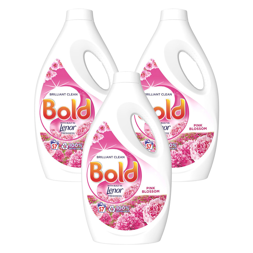 Bold 2 in 1 Pink Blossom Washing Liquid 57 Washes Case of 3 x 1.995L Image 1