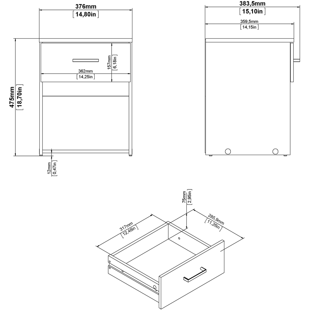 Florence Space White 3 Piece Bedroom Furniture Set Image 7