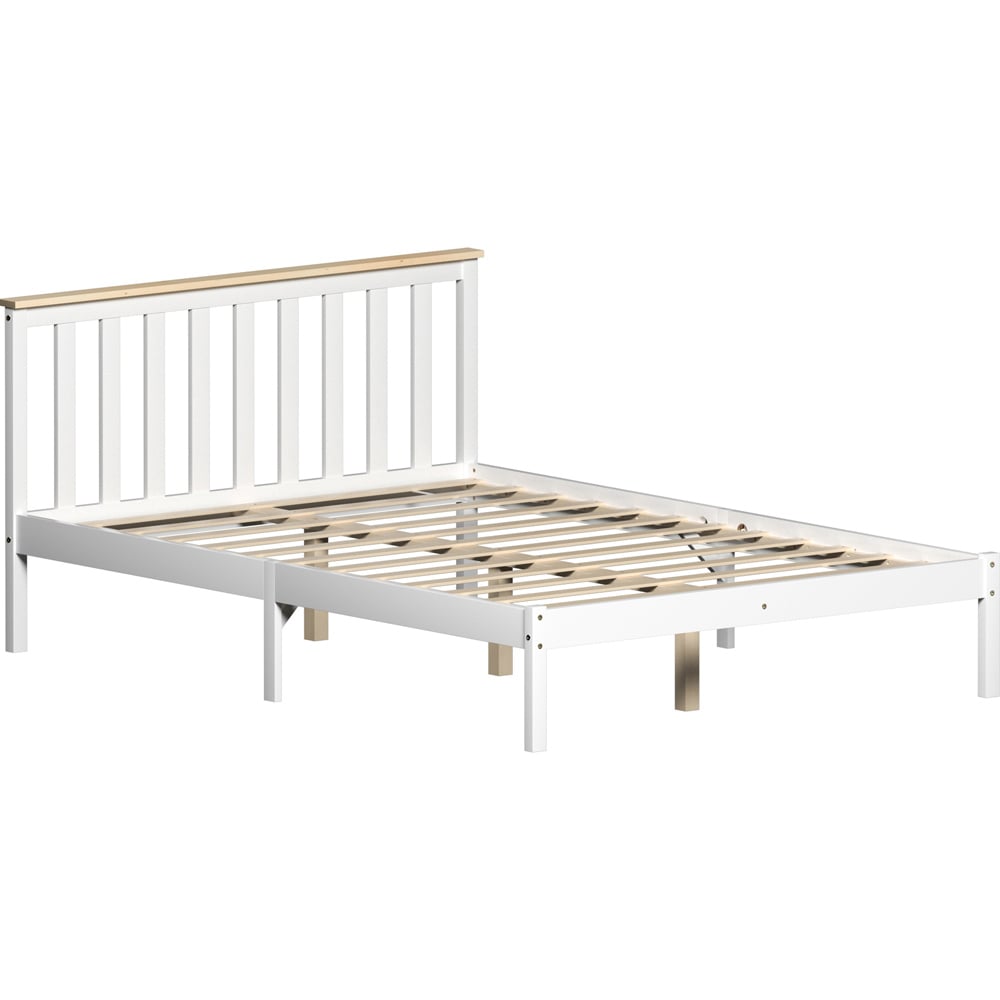 Vida Designs Milan Double White and Pine Low Foot Wooden Bed Frame Image 2