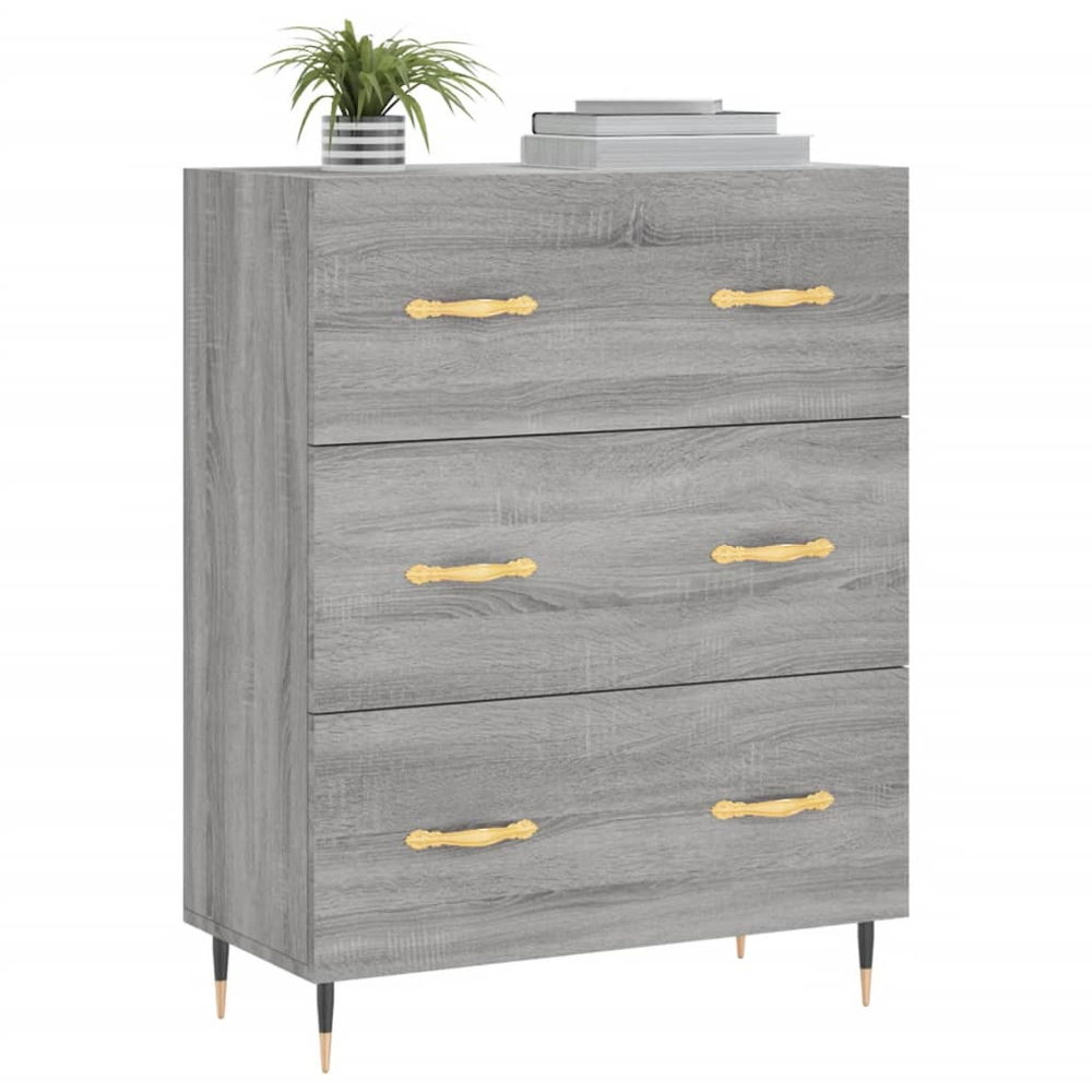 vidaXL 3 Drawer Grey Sonoma Wooden Sideboard Image 3