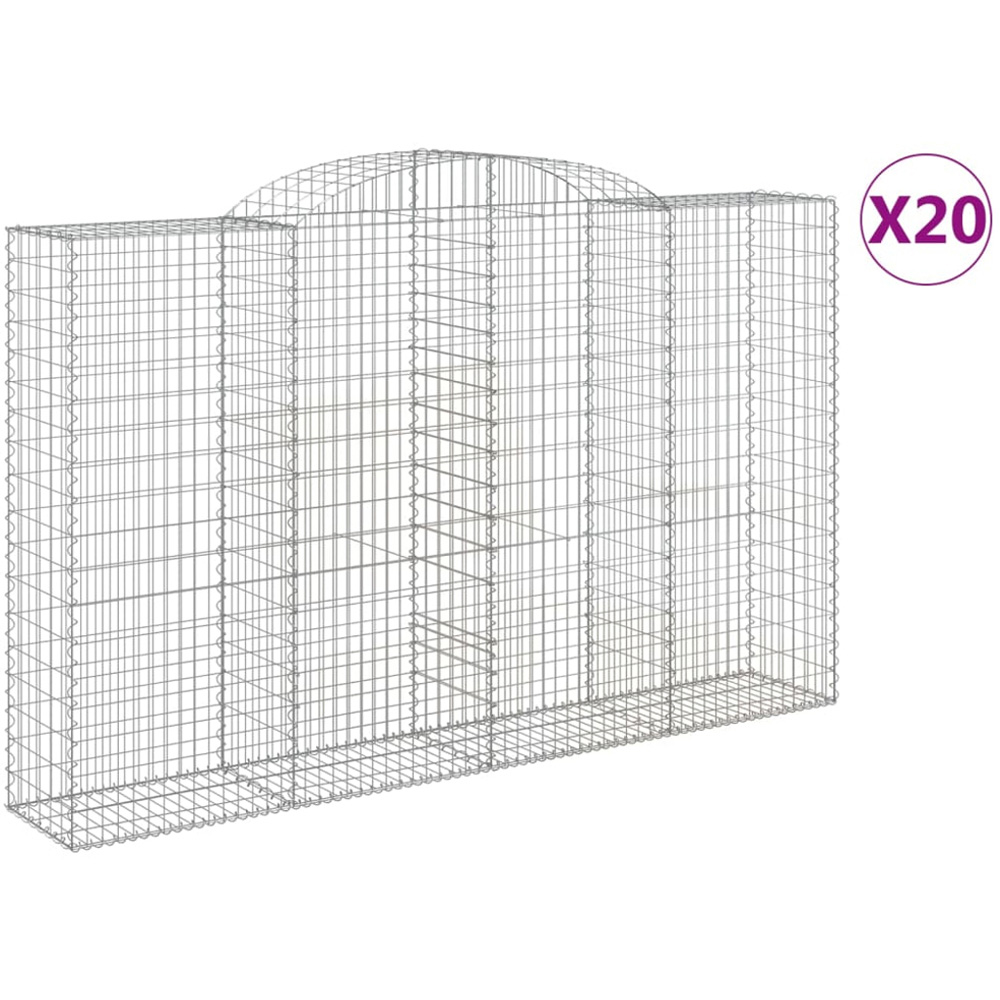 vidaXL Silver Galvanised Iron Arched Gabion Basket 300 x 50 x 180/200cm 20 Pack Image 2