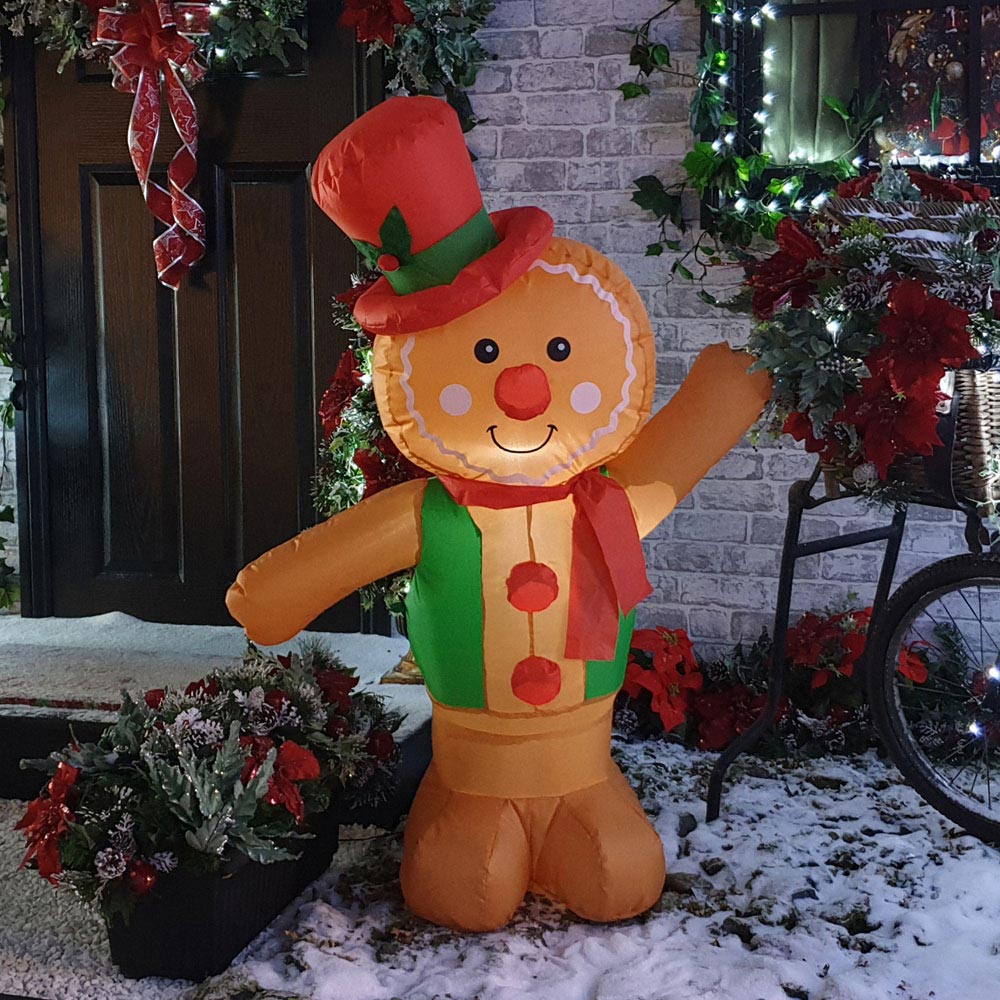 Premier Decorations 1.2m Inflatable Gingerbread Man Decoration Image 3