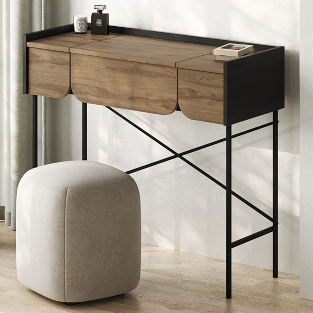 Decortie Terra Ud and Blackwood Make-Up Table with Lift-Up Door Image 1