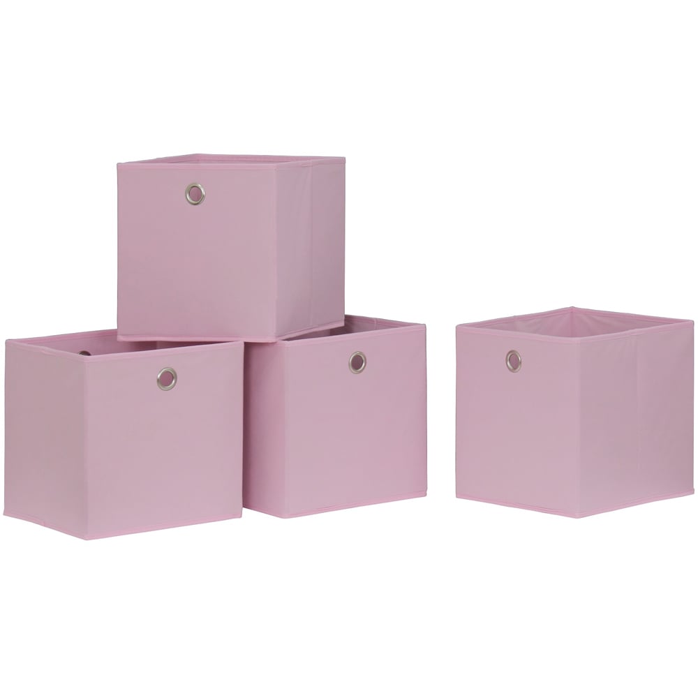 Home Source Pink Fabric Storage Box 4 Pack Image 1