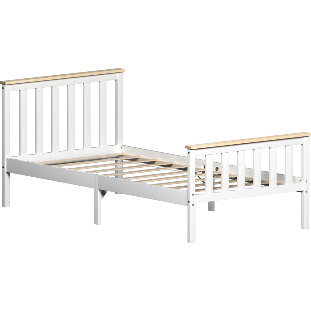 Vida Designs Milan Single White and Pine High Foot Wooden Bed Frame Image 2