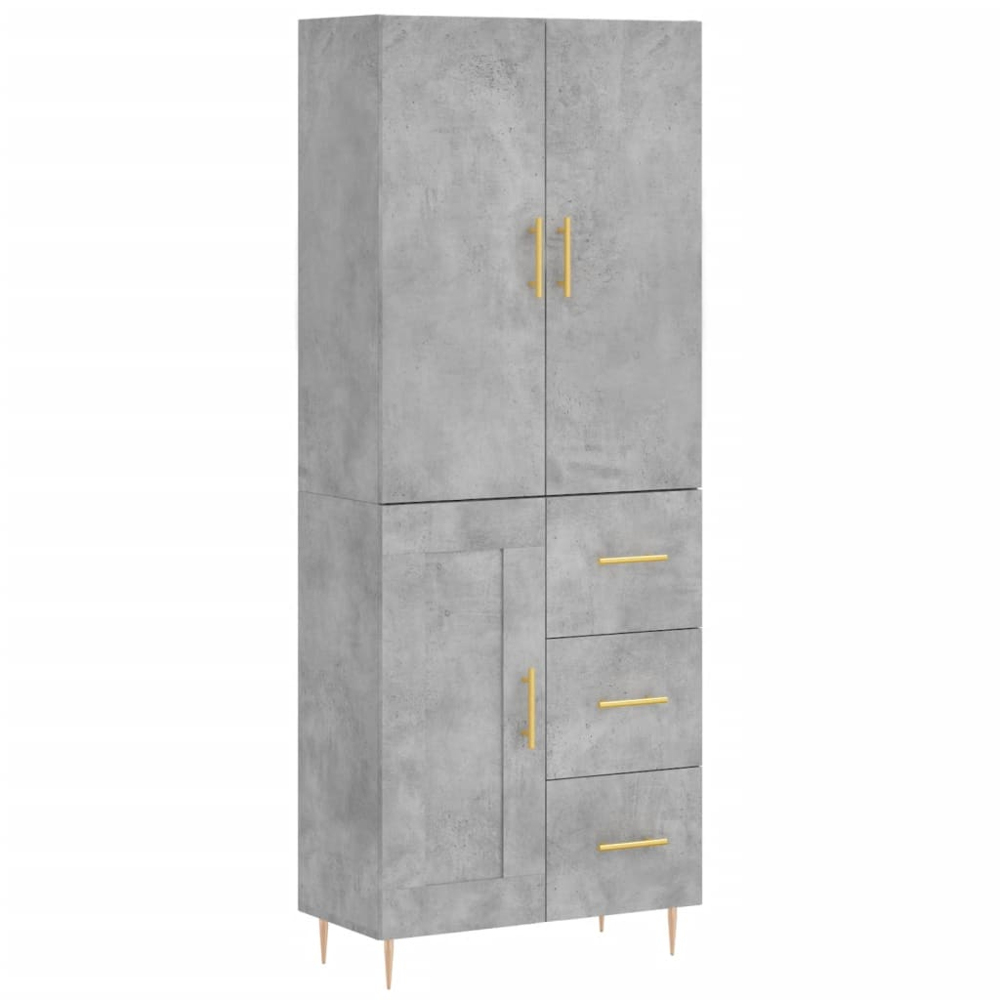 vidaXL 3 Door 3 Drawer Concrete Grey Highboard Image 2