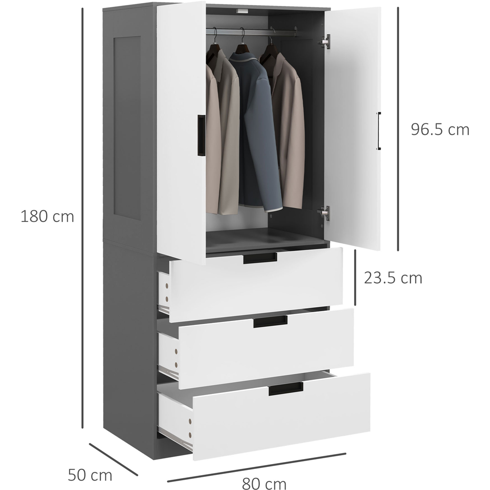 Portland 2 Door 3 Drawer Grey Wardrobe Image 8