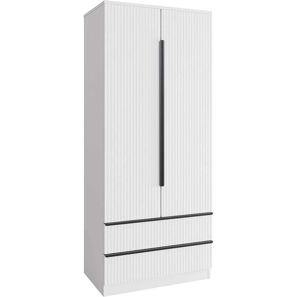 FWStyle Lania 2 Door 2 Drawer White Scalloped Ripple Effect Combination Wardrobe Image 2