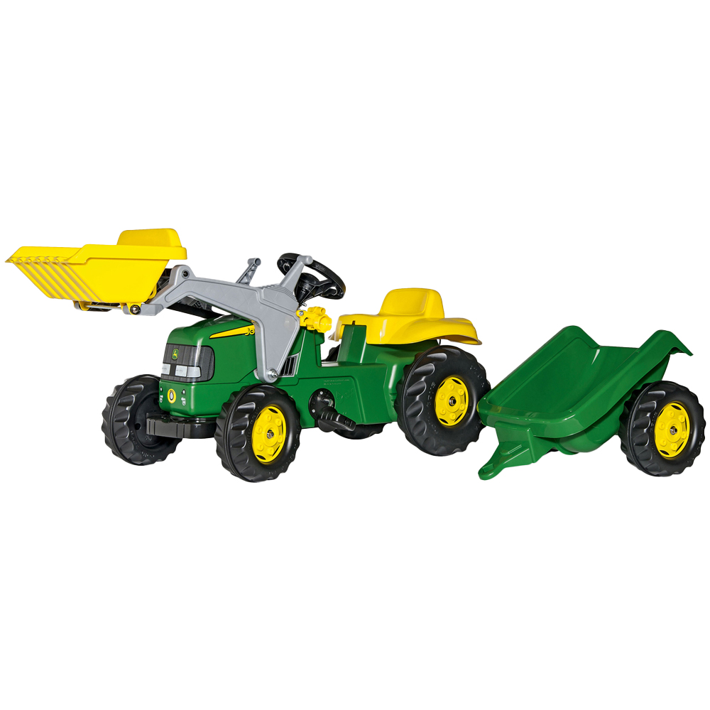 Robbie Toys John Deere Green and Yellow Tractor with Front Loader and Trailer Image 1