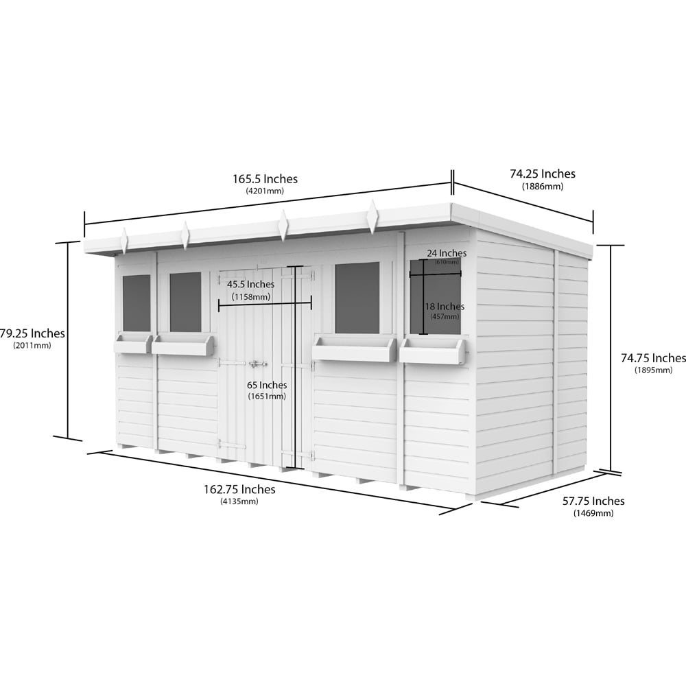 DIY Sheds 14 x 5ft Tongue and Groove Timber Pent Summer Garden Shed Image 8