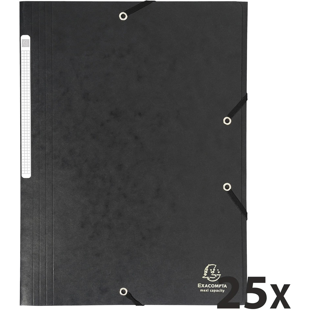 Exacompta A4 Black 3 Flap Elastic Folder 25 Pack Image 5