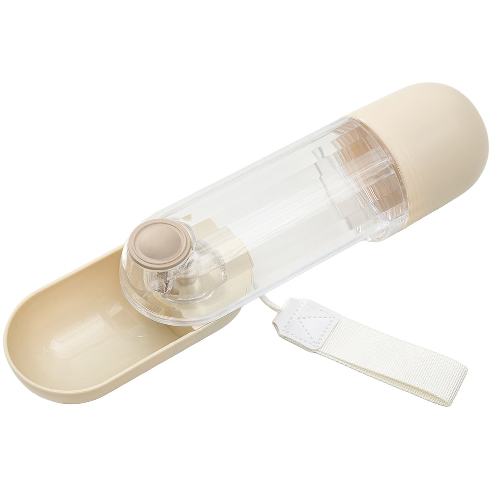 H&O Direct 2-in-1 Beige Portable Pet Water Bottle with Food Container 280ml Image 4