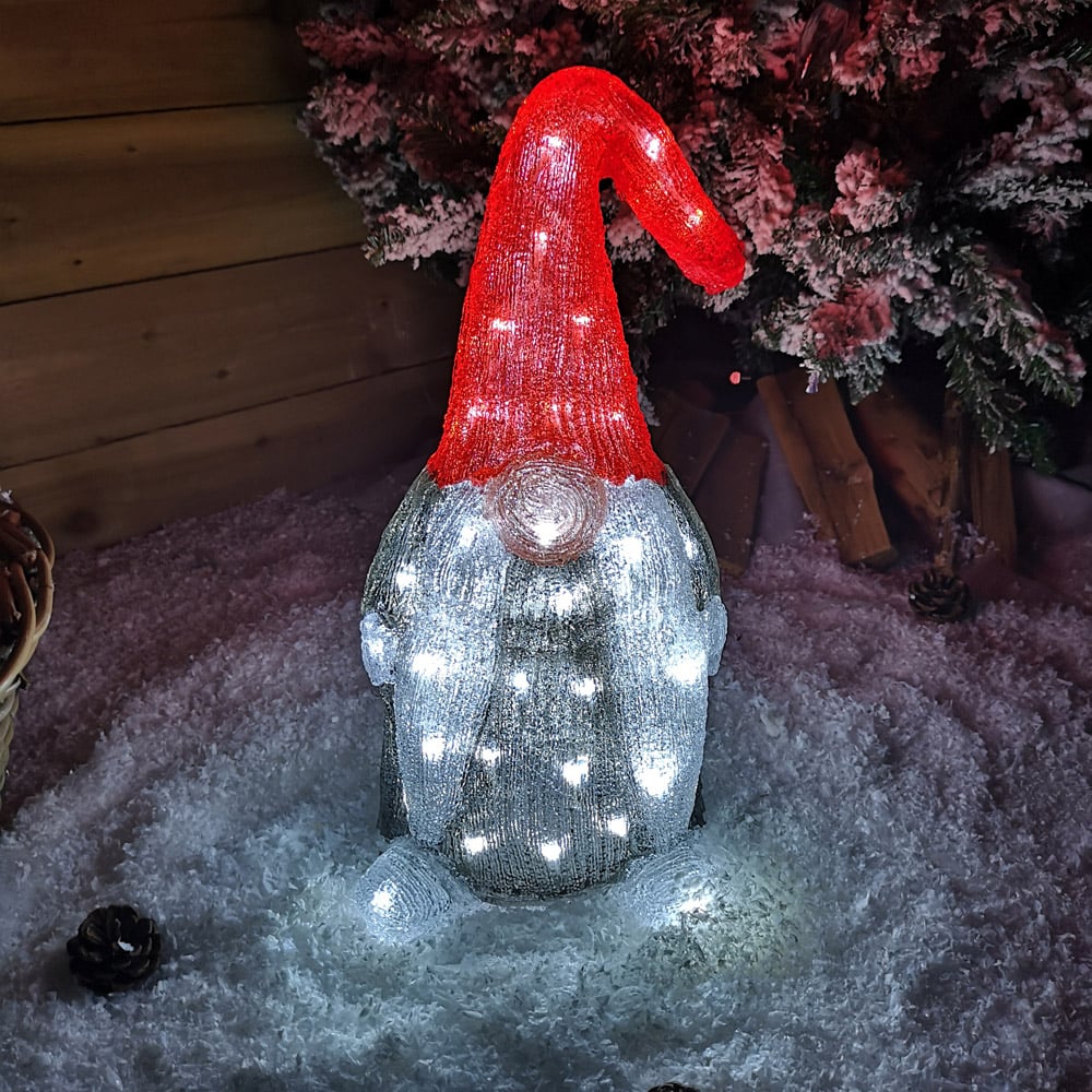 Samuel Alexander Grey Acrylic Gonk LED Christmas Decoration 45cm Image 1