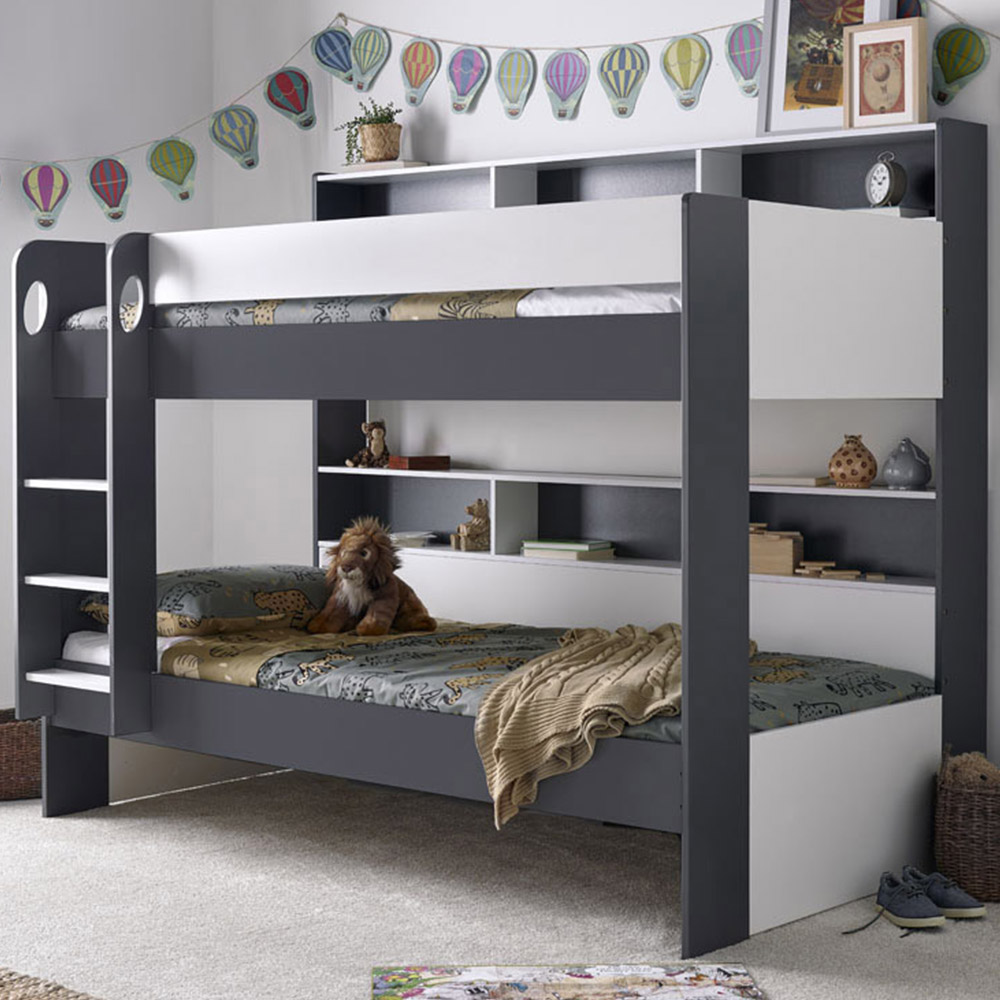 Oliver Grey and White Storage Bunk Bed with Pocket Mattresses Image 1