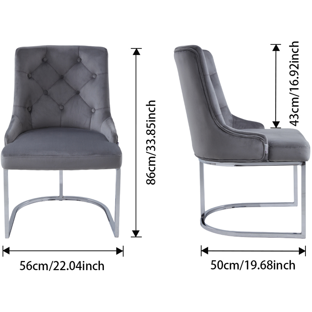 Living and Home Grey Suede Button Tufted Armchair Image 9