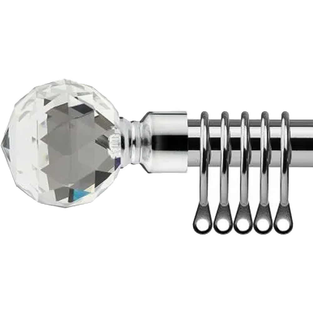 New Edge Blinds 160-300cm Extendable Chrome Cristalla Metal Curtain Pole Image