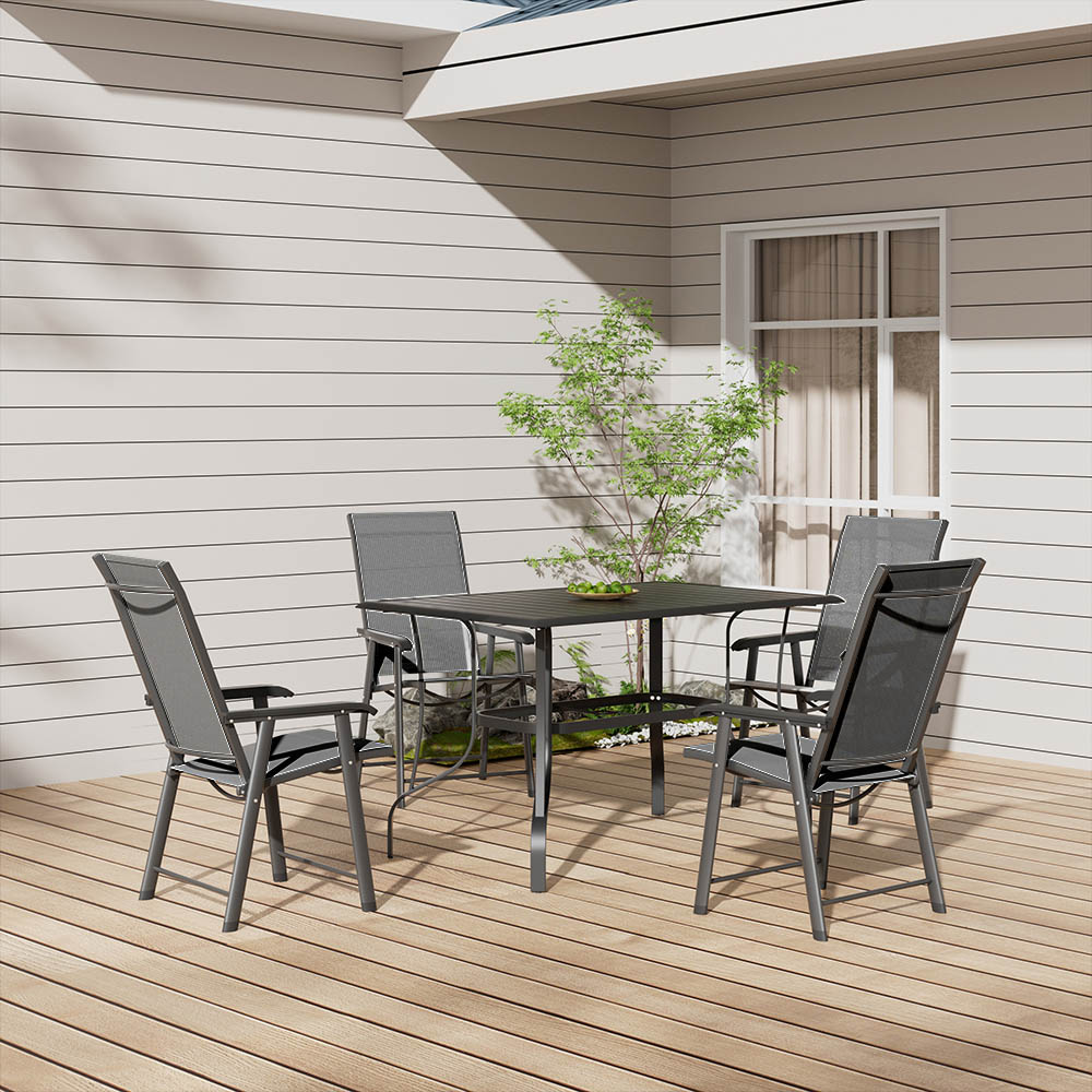 Living and Home Foldable 4 Seater Rectangular Slatted Patio Set Image 7