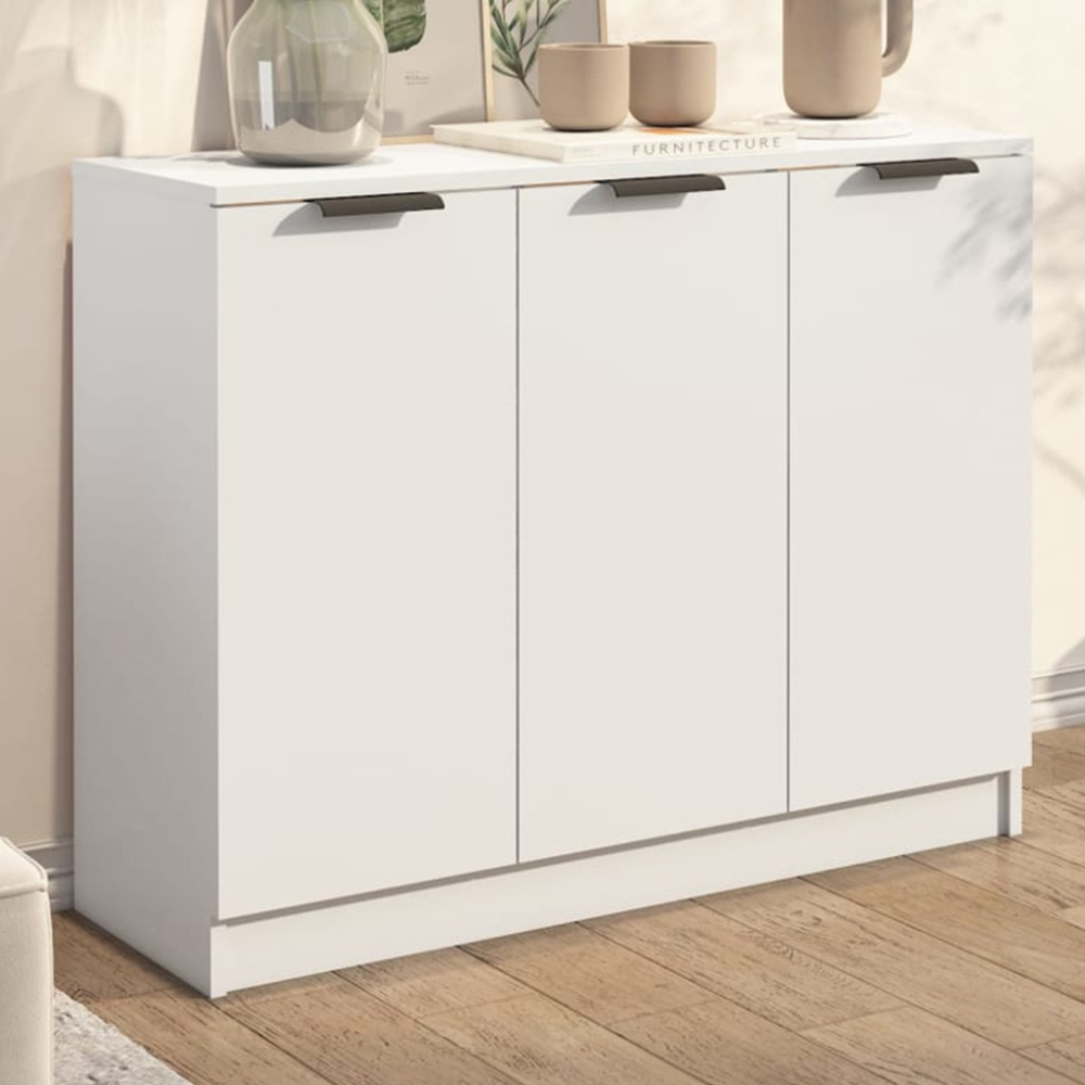 vidaXL 3 Door White Sideboard Image 1