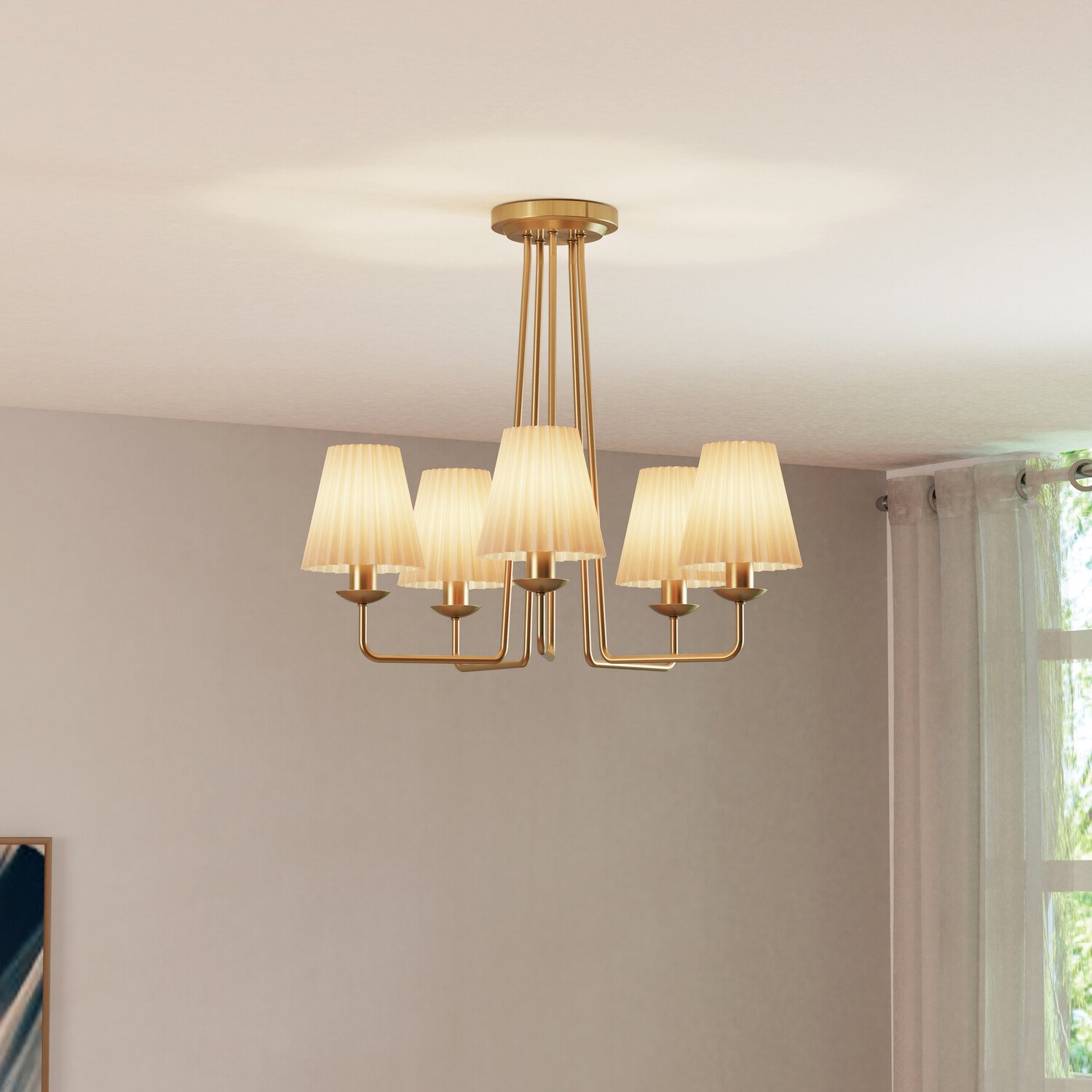 Poppy 5 Light Ceiling Fitting Brass Image 3