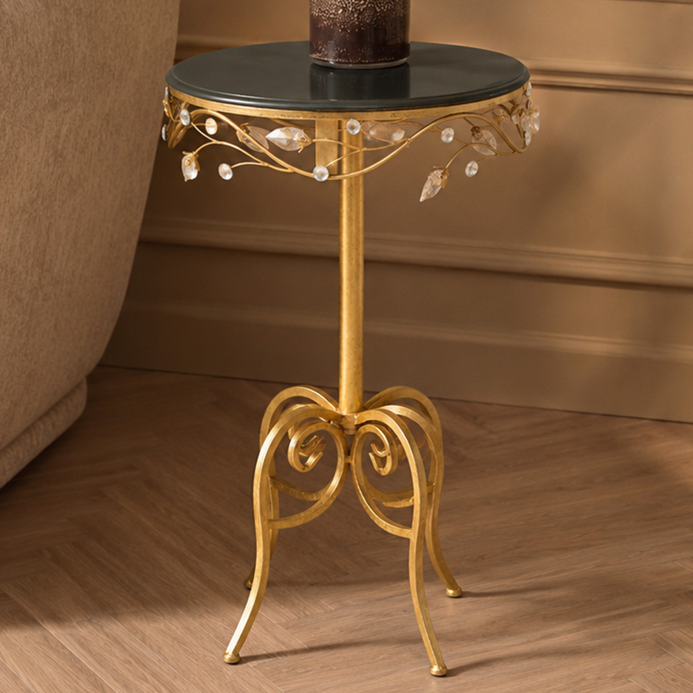 Premier Housewares Black Wooden Round Coffee Table Image 1
