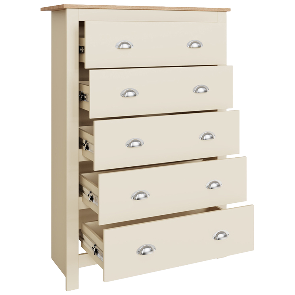 GFW Lancaster 5 Drawer Cream Chest of Drawers Image 4