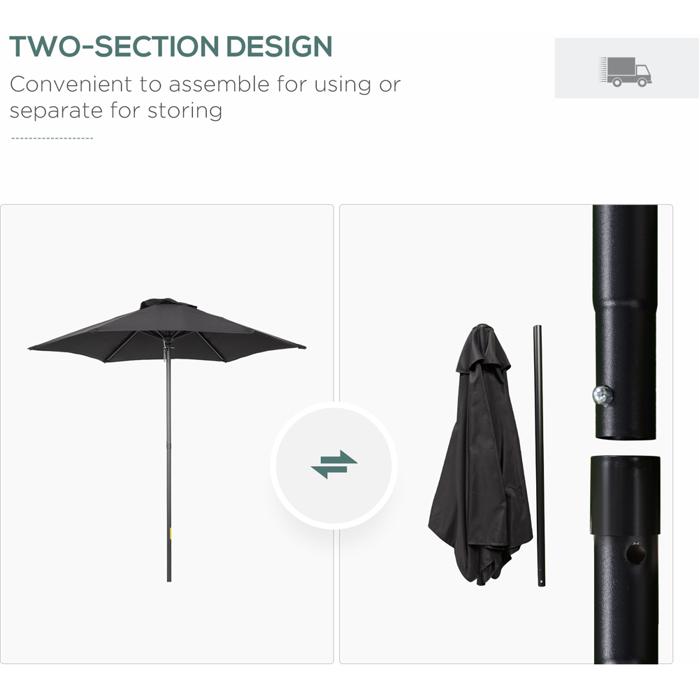 Outsunny Black Push Open Parasol 2m Image 4