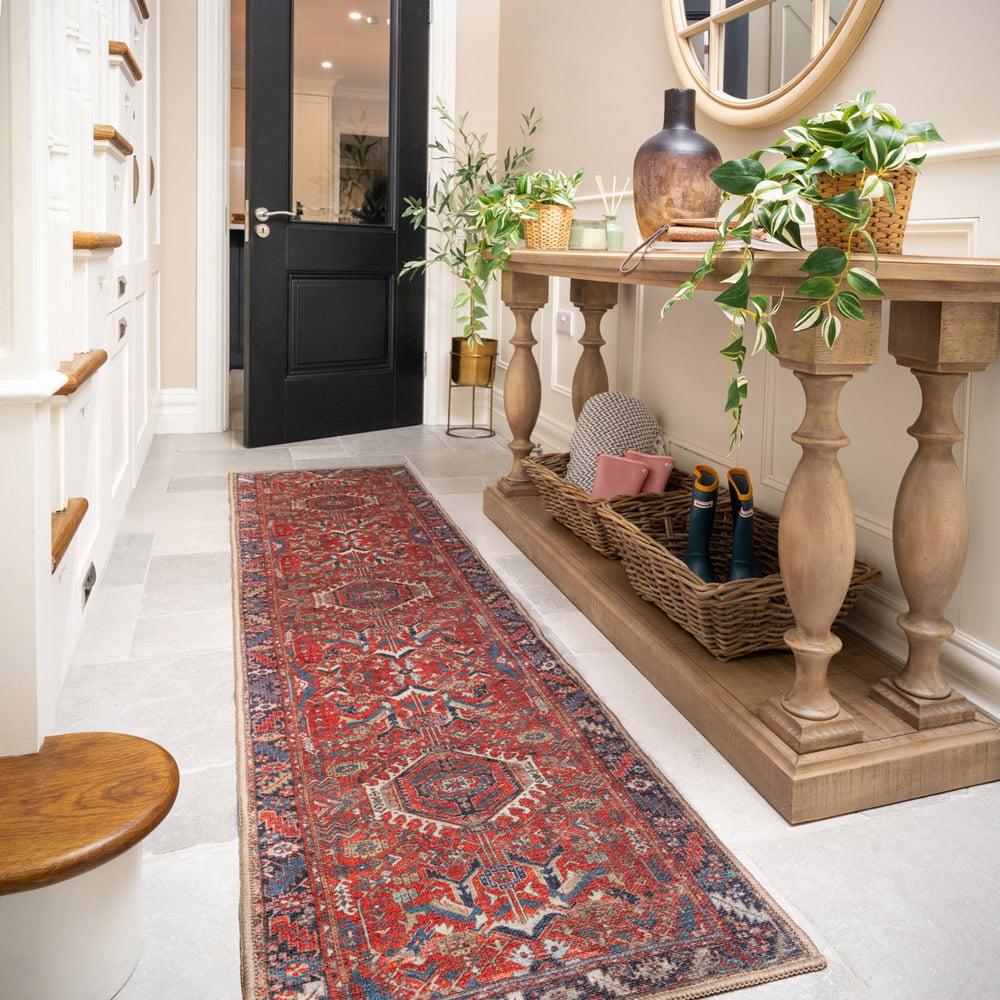 Kukoon Vintage Persian Inspired Terracotta Red Washable Rug 80 x 300cm Image 2