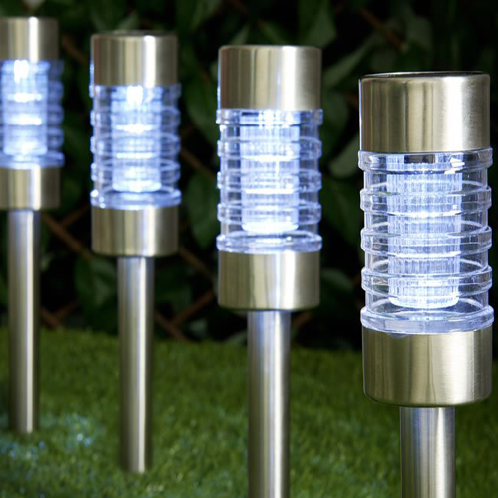 Wilko 4 Pack White Long Post Garden Solar Light Markers Wilko