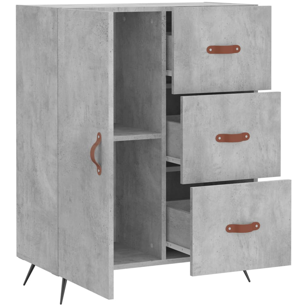 vidaXL Single Door 3 Drawer Concrete Grey Sideboard Image 6