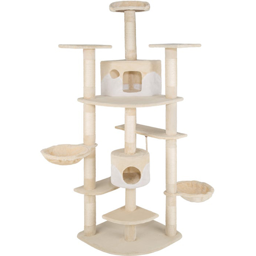 tectake Fippi Beige and White Cat Tree with Scratching Posts 201cm Image 1