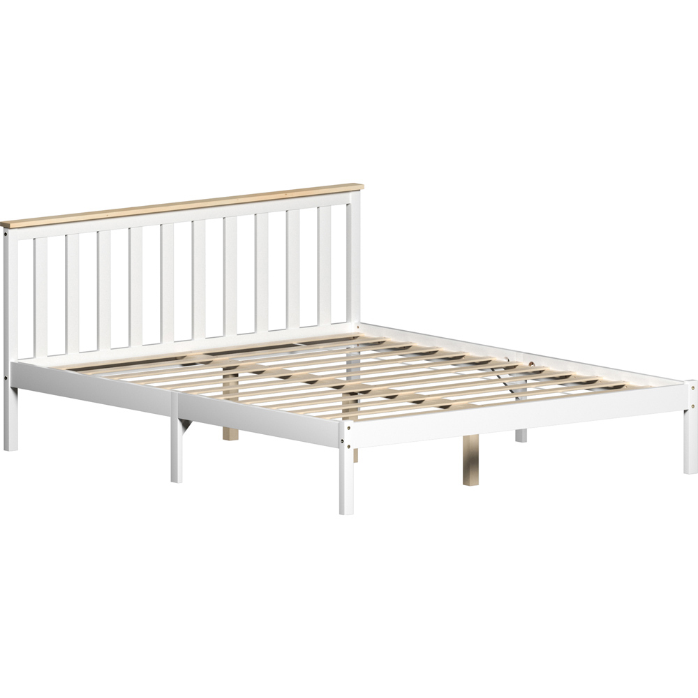 Vida Designs Milan King Size White and Pine Low Foot Wooden Bed Frame Image 2