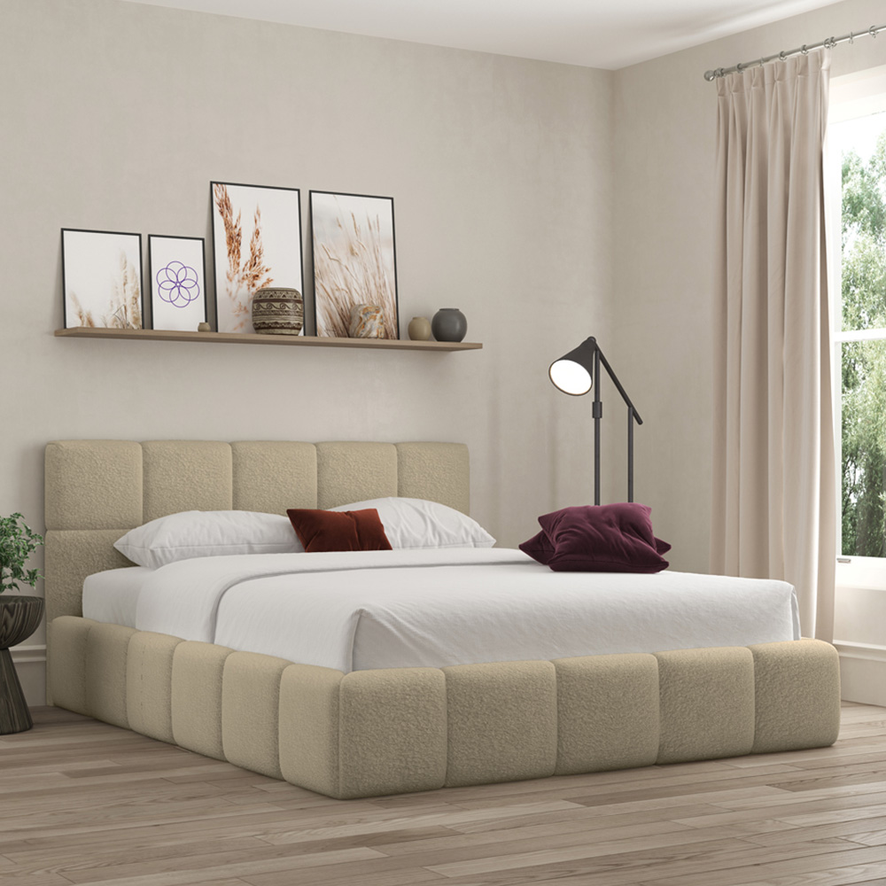 DS Living Ovella King Size Latte Cubed Bed Frame Image 4