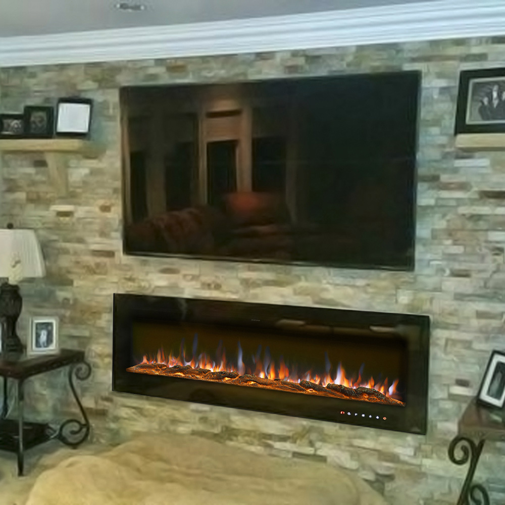 Living and Home Black LED Wall Mounted Electric Fireplace 80 inch Image 6