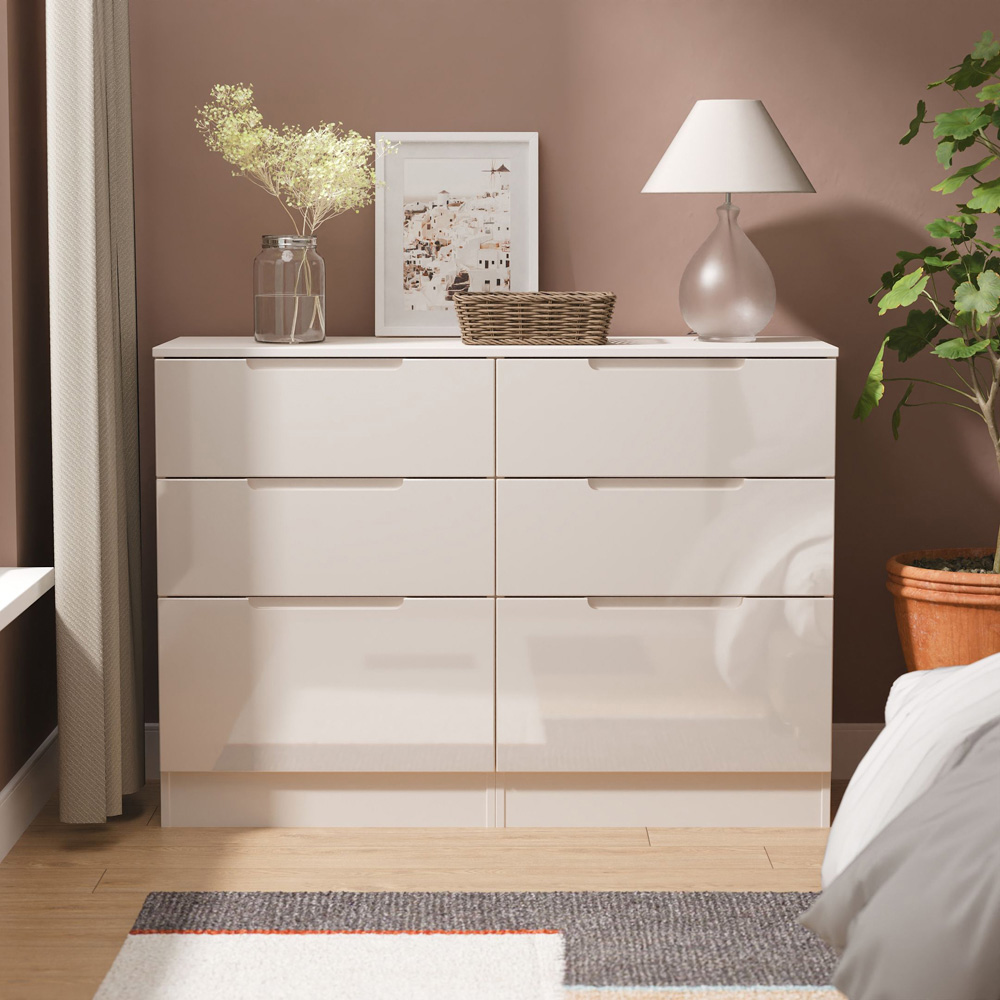 Crowndale Milan 6 Drawer Kashmir Gloss and Kashmir Wide Chest of Drawers Ready Assembled Image 7