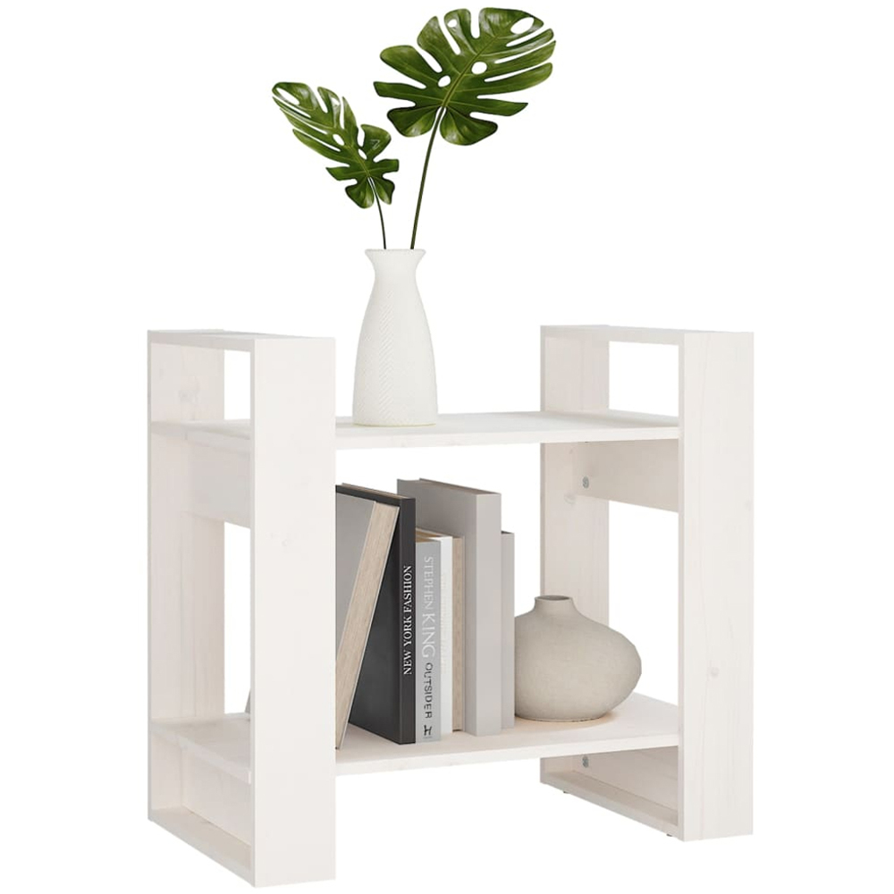 vidaXL 2 Shelf White Solid Pine Wood Bookcase Image 5
