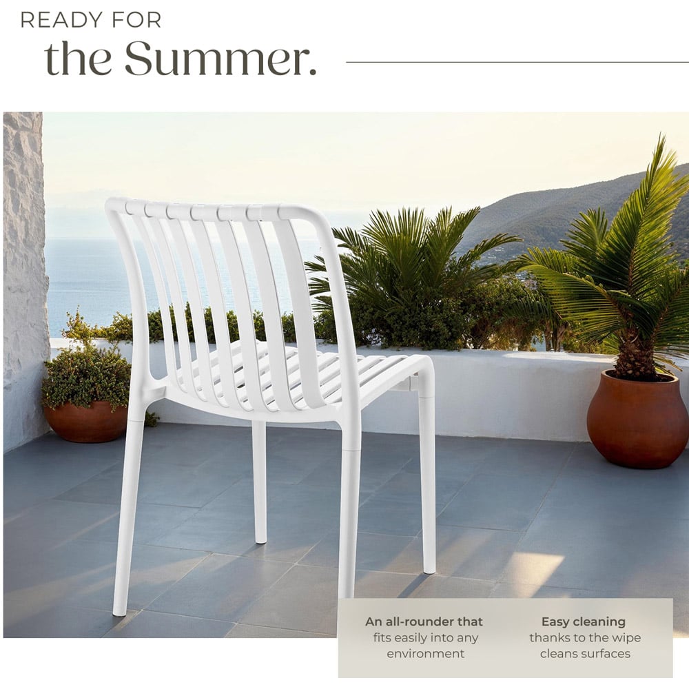 tectake Alcudia Set of 4 White Stackable Garden Chair Image 4