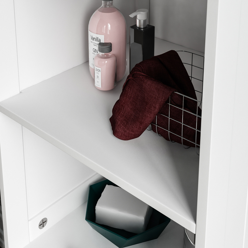 Bath Vida Priano 2 Door Single Drawer White Tall Mirror Floor Cabinet Image 6